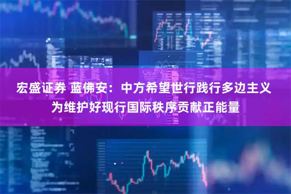 宏盛证券 蓝佛安：中方希望世行践行多边主义 为维护好现行国际秩序贡献正能量