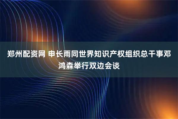 郑州配资网 申长雨同世界知识产权组织总干事邓鸿森举行双边会谈
